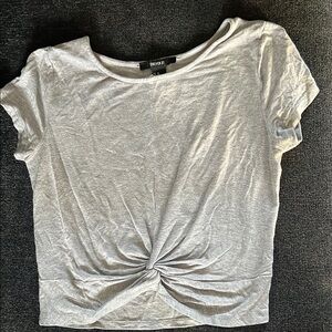 Forever 21 Gray Tie Front T-Shirt Crop Top